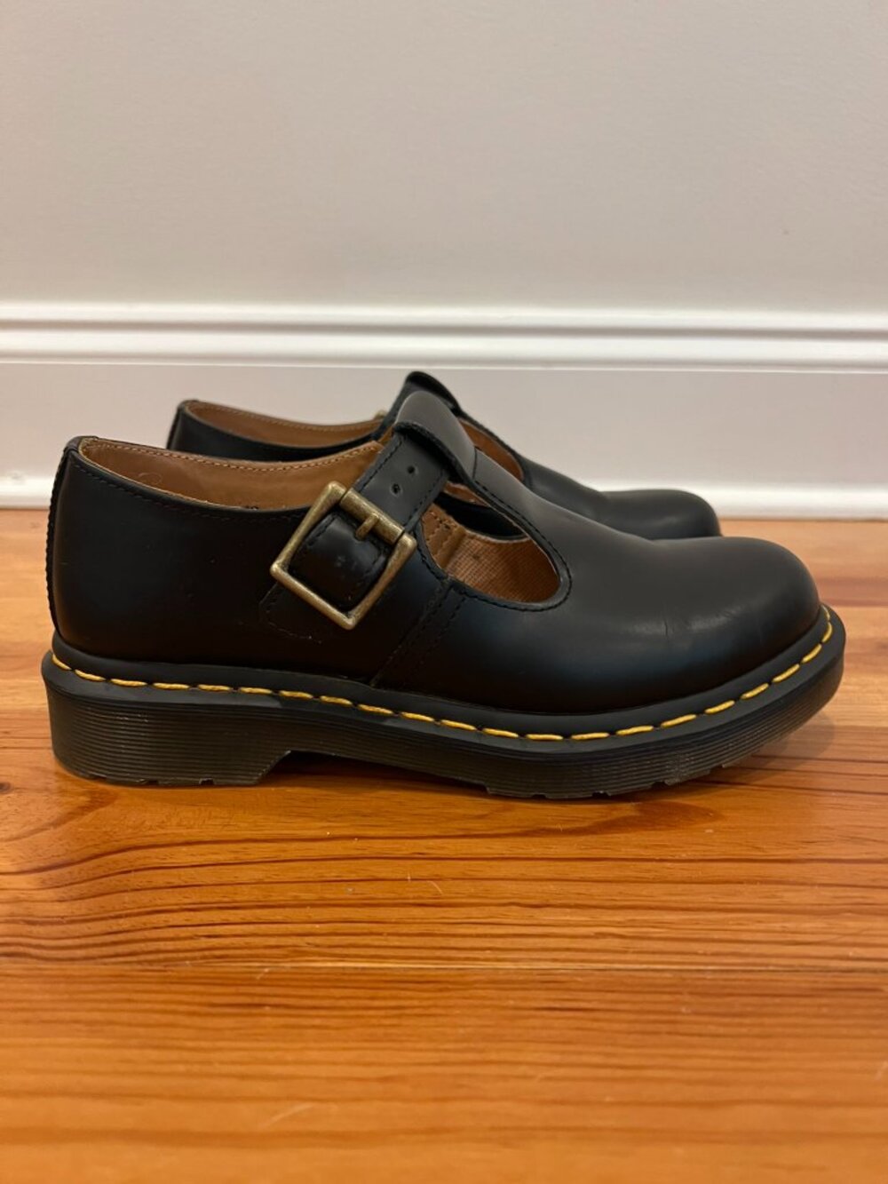 Dr Martens Polley Mary Jane Shoes Womens 6 Black Chunky Dark Academia Schoolgirl